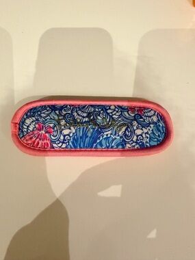 Lilly Pulitzer Pink Trim Blue & Pink Floral Neoprene Pouch with Bottle Opener